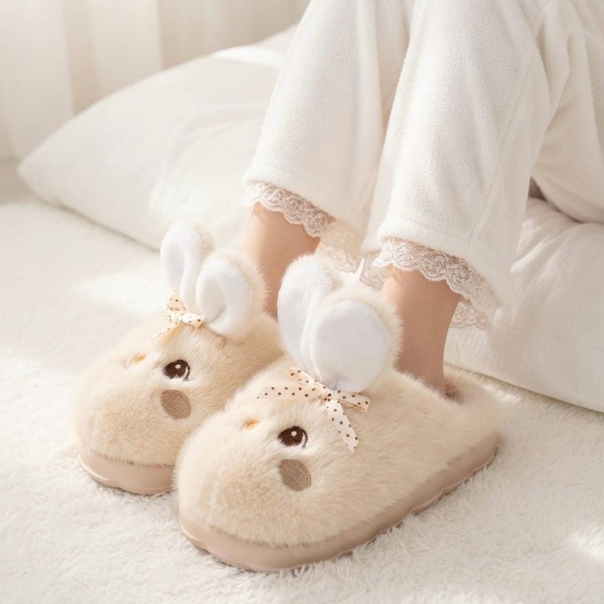 Plush Bunny Slippers | Cozy Rabbit House Shoes, Winter Warmth | SoftSlipsy