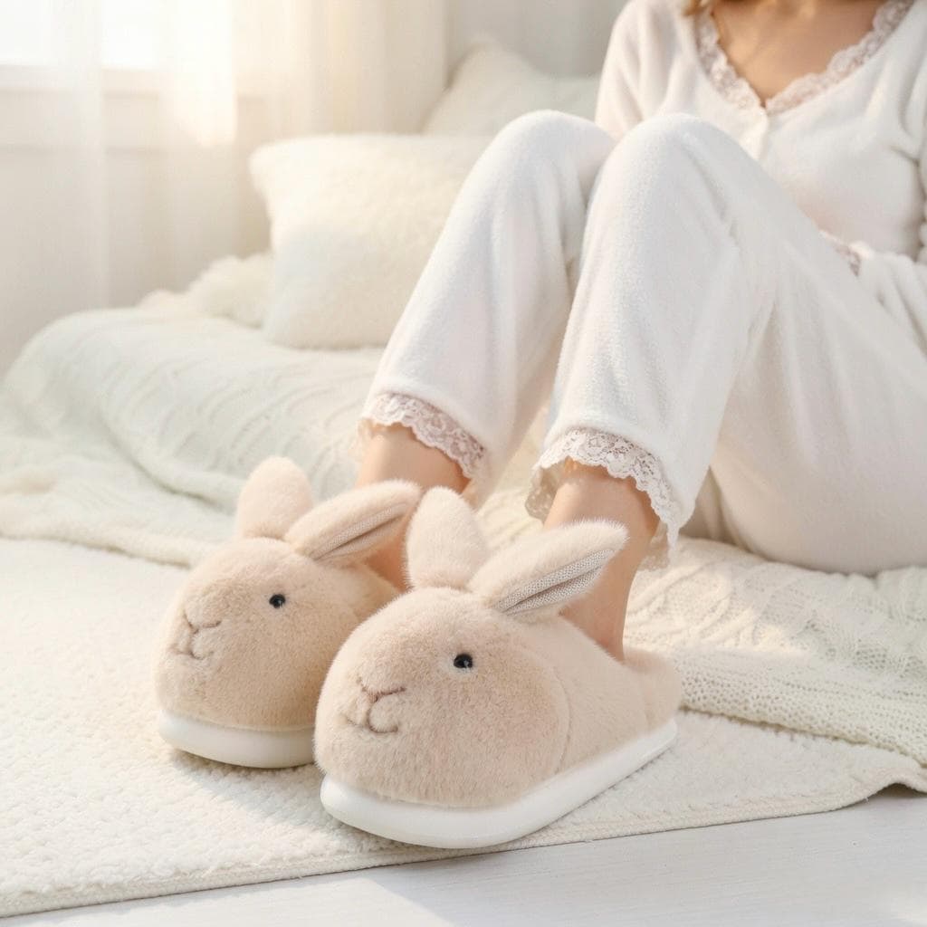 Plush Bunny Rabbit Slippers | Cozy Winter Indoor Home Shoes | SoftSlipsy