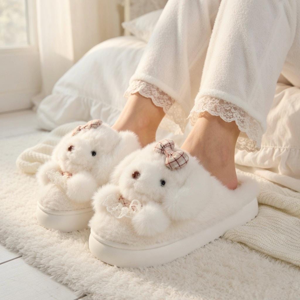 Plush Puppy Dog Slippers | Cozy Winter Indoor Animal House Shoes | SoftSlipsy