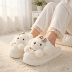 Plush Puppy Dog Slippers | Cozy Winter Indoor Animal House Shoes | SoftSlipsy