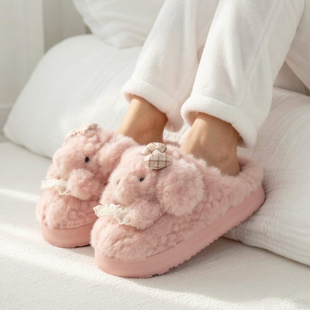 Plush Puppy Dog Slippers | Cozy Winter Indoor Animal House Shoes | SoftSlipsy
