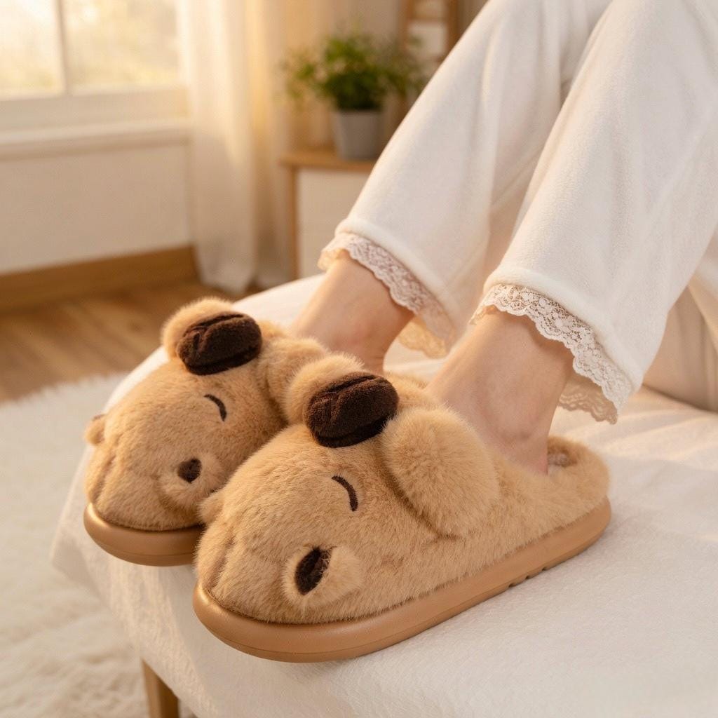 Plush Capybara Slippers | Cozy Animal House Shoes, Winter Warmth | SoftSlipsy