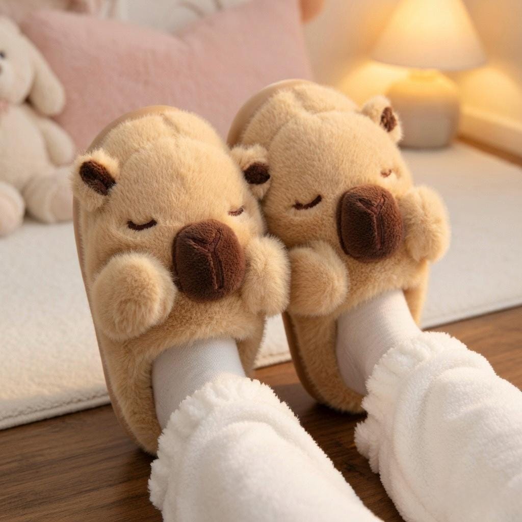 Plush Capybara Slippers | Cozy Animal House Shoes, Winter Warmth | SoftSlipsy
