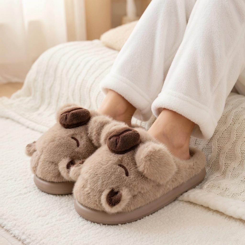 Plush Capybara Slippers | Cozy Animal House Shoes, Winter Warmth | SoftSlipsy