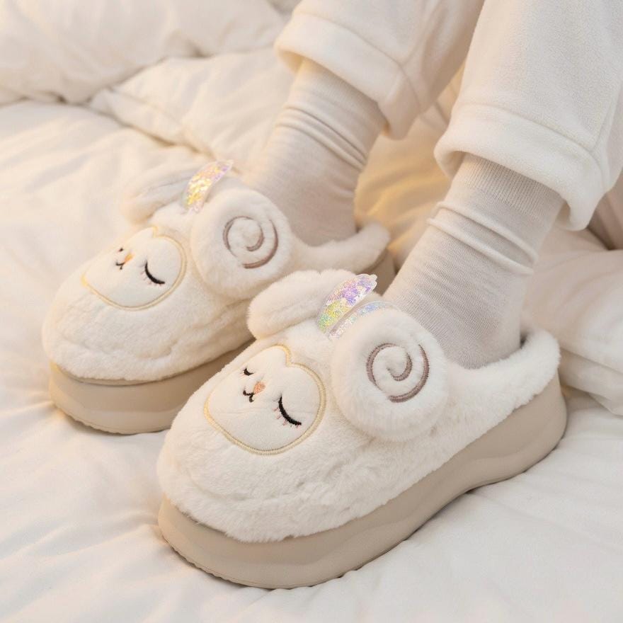Plush Lamp Slippers | Cozy Indoor House Shoes, Winter Warmth | SoftSlipsy