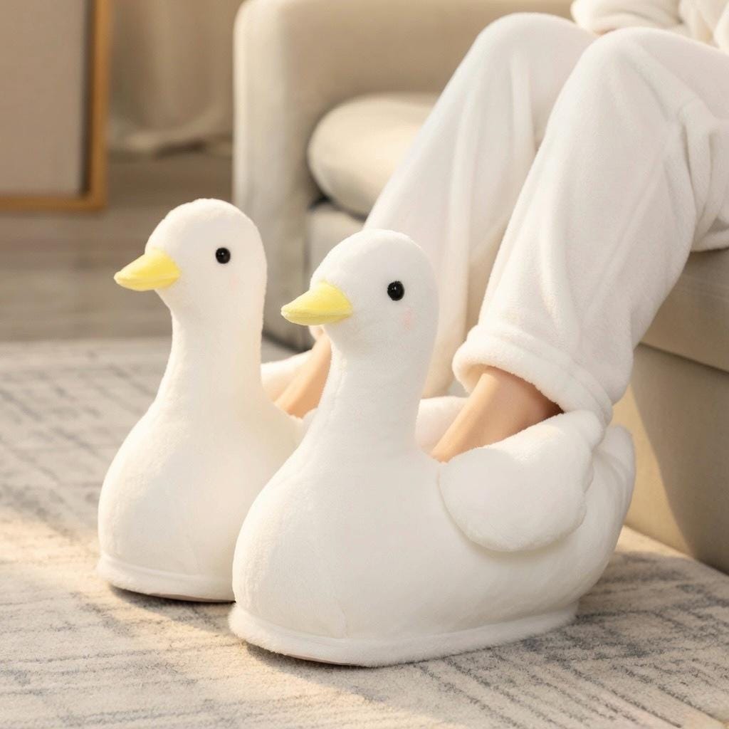 Plush Goose Slippers | Cozy Animal House Shoes, Winter Indoor Comfort |SoftSlipsy