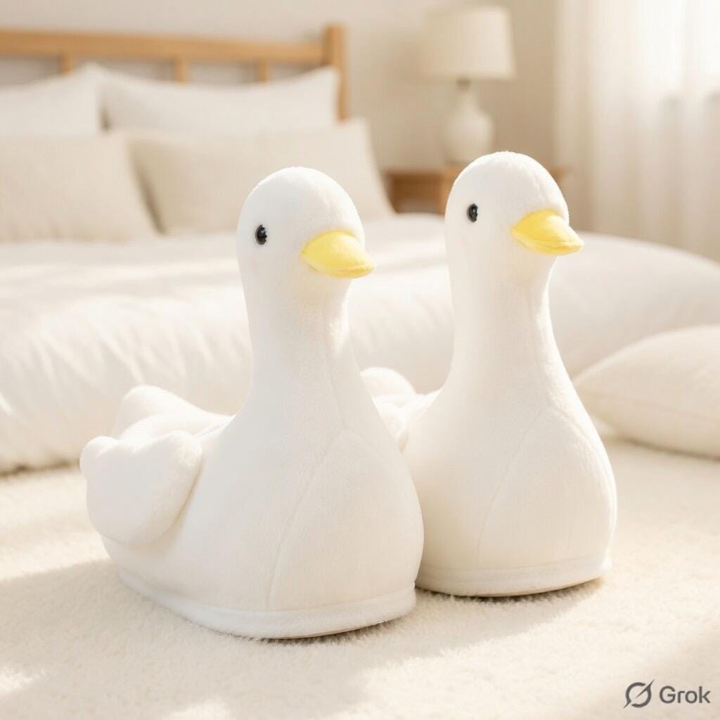 Plush Goose Slippers | Cozy Animal House Shoes, Winter Indoor Comfort |SoftSlipsy