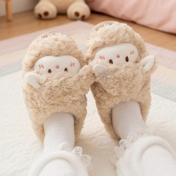 Cozy Plush Lamb Slippers | Warm Sheep Indoor House Shoes Women | SoftSlipsy