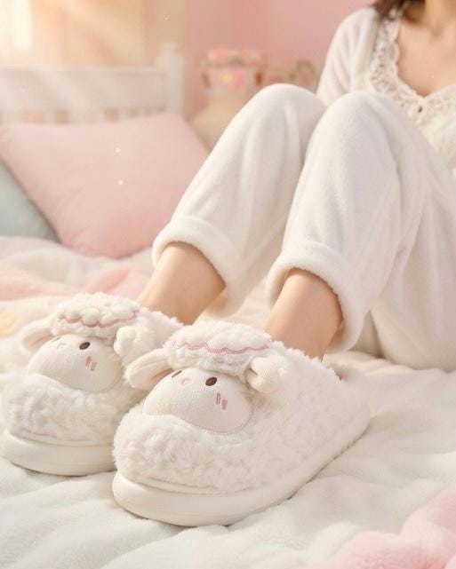 Cozy Plush Lamb Slippers | Warm Sheep Indoor House Shoes Women | SoftSlipsy