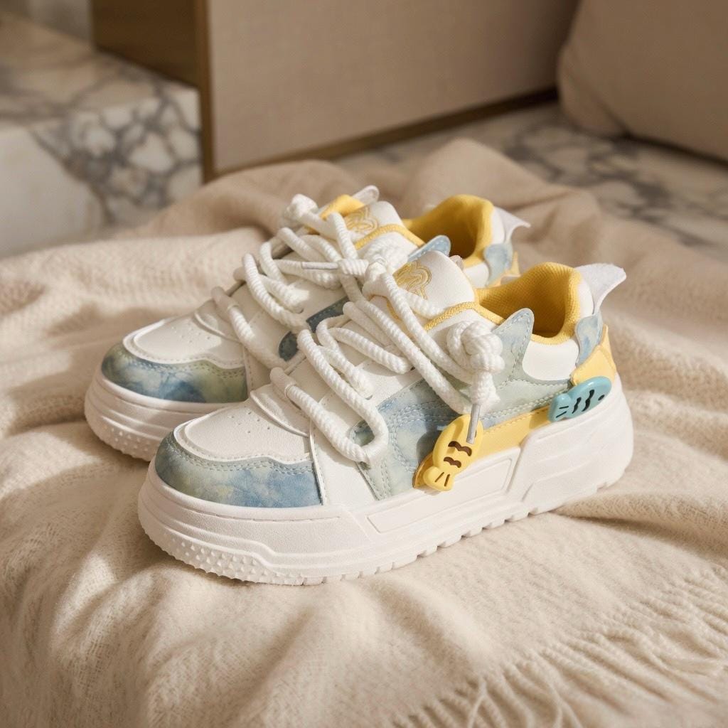 SoftSlipsy Pastel Platform Sneakers Women | Chunky Kawaii Lace Up Shoes | Soft Girl