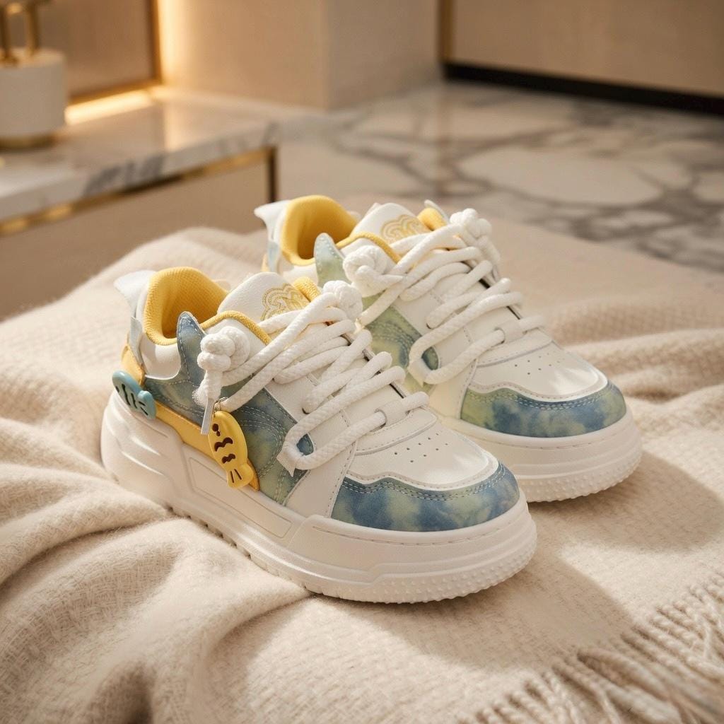 SoftSlipsy Pastel Platform Sneakers Women | Chunky Kawaii Lace Up Shoes | Soft Girl