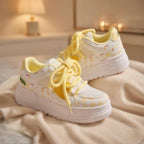 SoftSlipsy Pastel Platform Sneakers Women | Chunky Kawaii Lace Up Shoes | Soft Girl