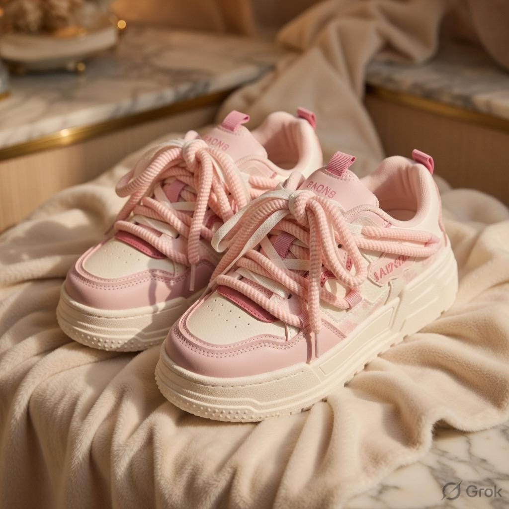 SoftSlipsy Pastel Pink Platform Sneakers | Kawaii Chunky Lace Up Casual Shoes