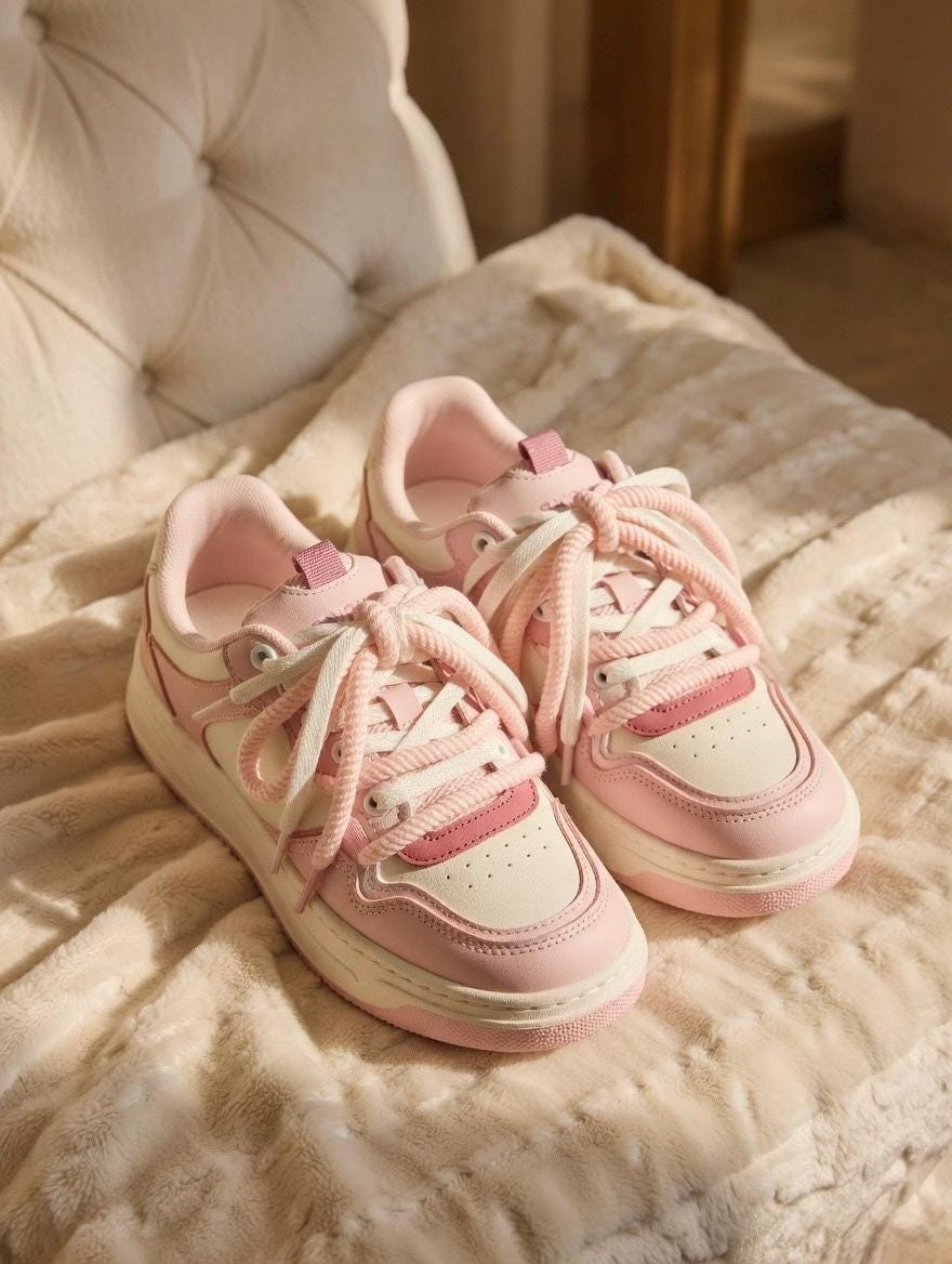 SoftSlipsy Pastel Pink Platform Sneakers | Kawaii Chunky Lace Up Casual Shoes