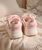 SoftSlipsy Pastel Pink Platform Sneakers | Kawaii Chunky Lace Up Casual Shoes