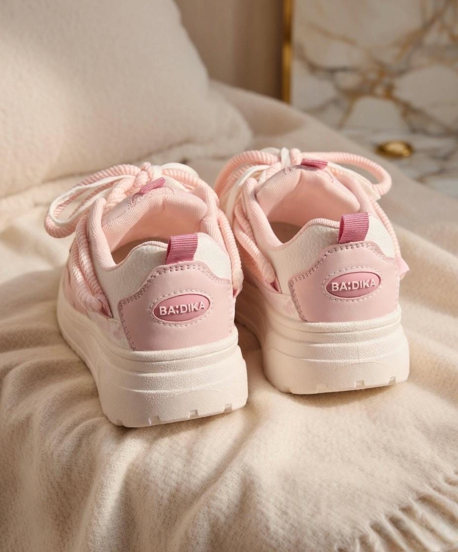 SoftSlipsy Pastel Pink Platform Sneakers | Kawaii Chunky Lace Up Casual Shoes