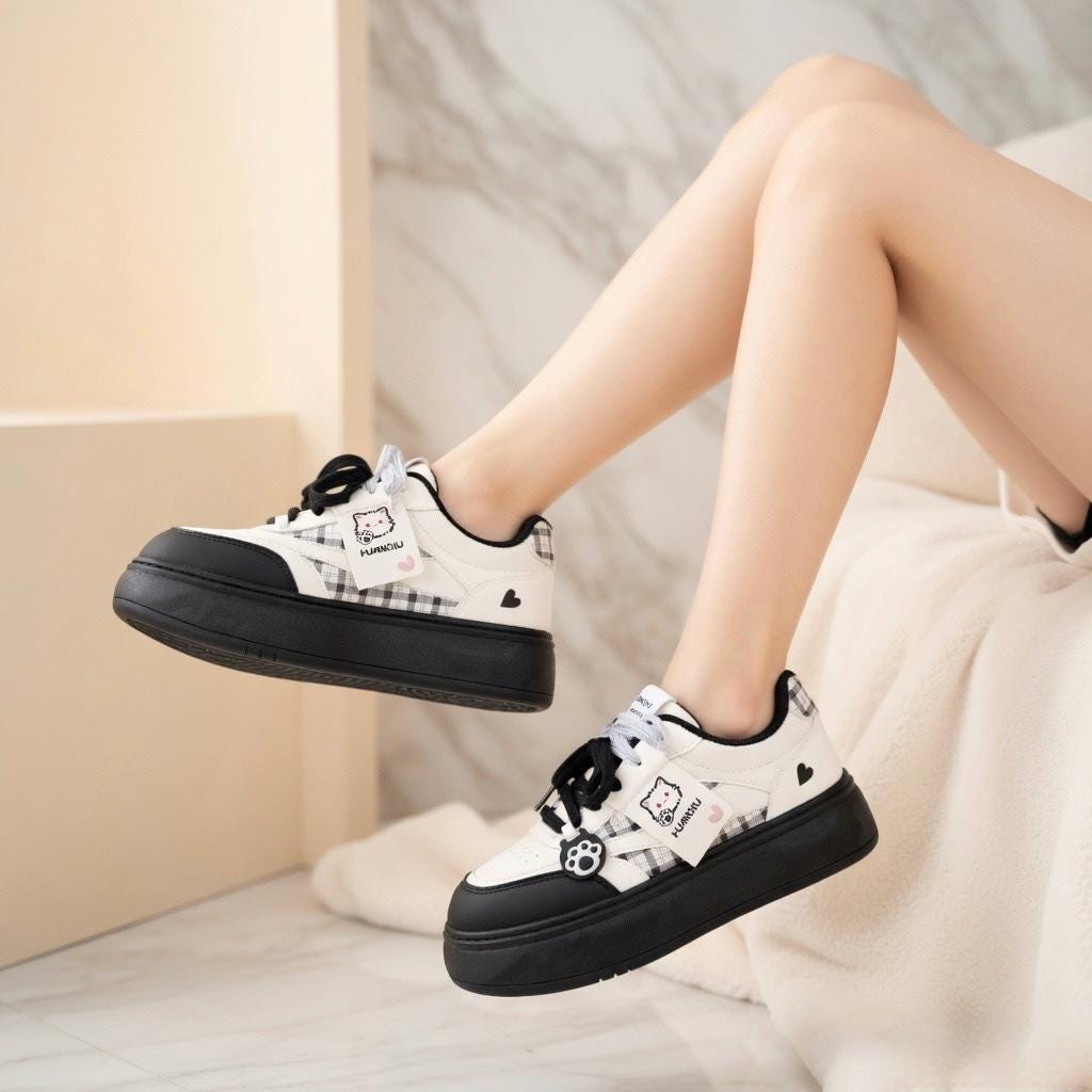 SoftSlipsy Cat Paw Platform Sneakers | Kawaii Pastel Korean Harajuku Style Shoes
