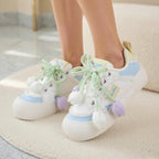 SoftSlipsy Tulip Platform Sneakers | Pastel Floral Chunky Shoes Women, Kawaii Spring Footwear