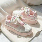 SoftSlipsy Tulip Mesh Platform Sneakers for Women | Breathable Cute Casual Sneakers | Soft Girl Lace Up Shoes | Lightweight Daily Trainers