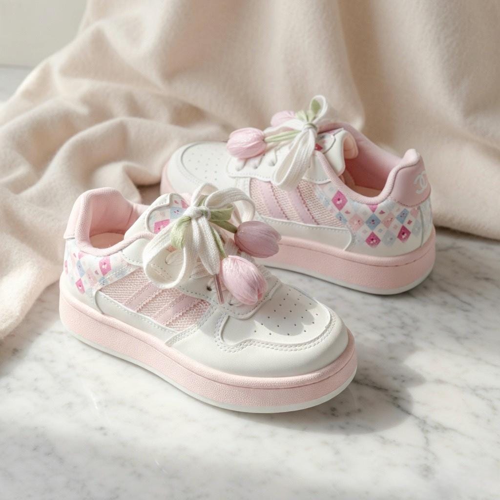 SoftSlipsy Tulip Mesh Platform Sneakers for Women | Breathable Cute Casual Sneakers | Soft Girl Lace Up Shoes | Lightweight Daily Trainers