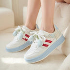 SoftSlipsy Tulip Mesh Platform Sneakers for Women | Breathable Cute Casual Sneakers | Soft Girl Lace Up Shoes | Lightweight Daily Trainers
