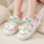 SoftSlipsy Tulip Platform Sneakers Women | Cute Korean Style Mesh Sneakers | Thick Sole Casual Shoes | Soft Girl Lace Up Trainers