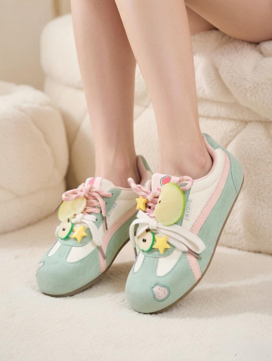 SoftSlipsy Red Apple Platform Sneakers | Korean Style Kawaii Trainers (3–5cm Platform)