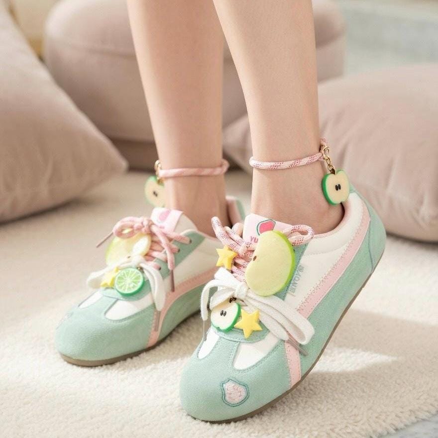 SoftSlipsy Red Apple Platform Sneakers | Korean Style Kawaii Trainers (3–5cm Platform)