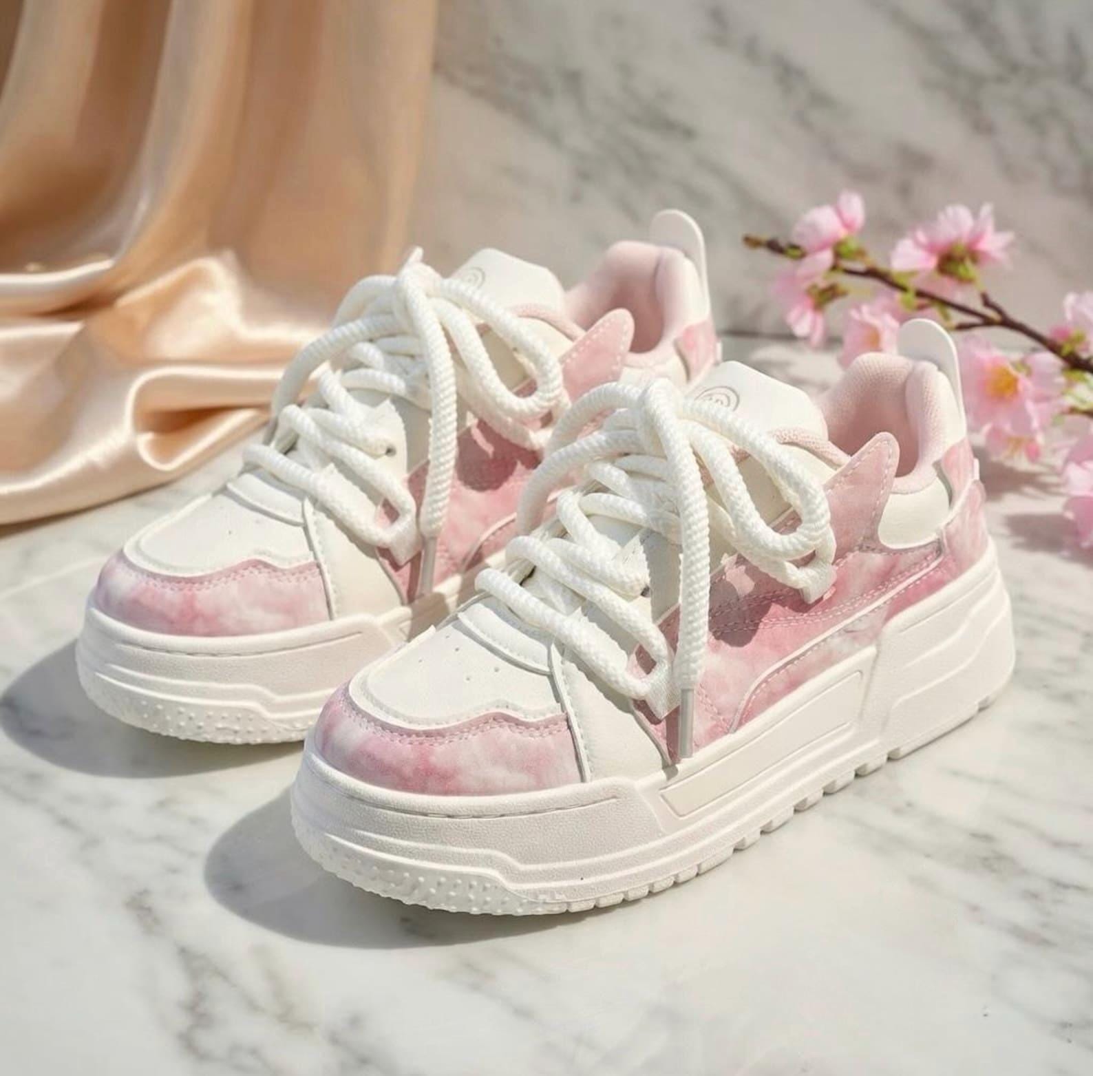 SoftSlipsy Women’s Chunky Platform Sneakers – Cotton Candy Pink