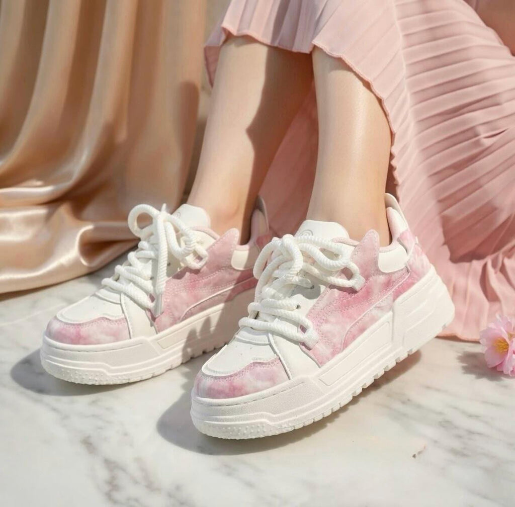 SoftSlipsy Women’s Chunky Platform Sneakers – Cotton Candy Pink