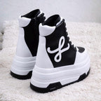 SoftSlipsy 20cm Chunky Platform Sneakers - Black White, Height Boost Boots