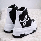 SoftSlipsy 20cm Chunky Platform Sneakers - Black White, Height Boost Boots