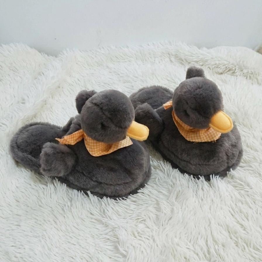 Cozy Plush Duck Slippers: Soft Warm Winter House Shoes | SoftSlipsy