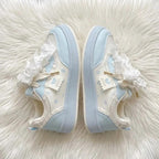 SoftSlipsy Women's Bow Platform Sneakers | Korean Style Lace Up Trainers, Thick Sole Shoes