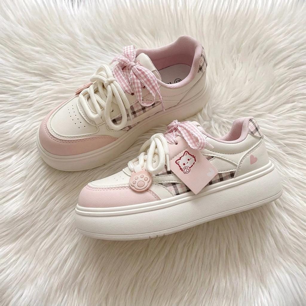 SoftSlipsy Cat Paw Platform Sneakers | Kawaii Pastel Korean Harajuku Style Shoes