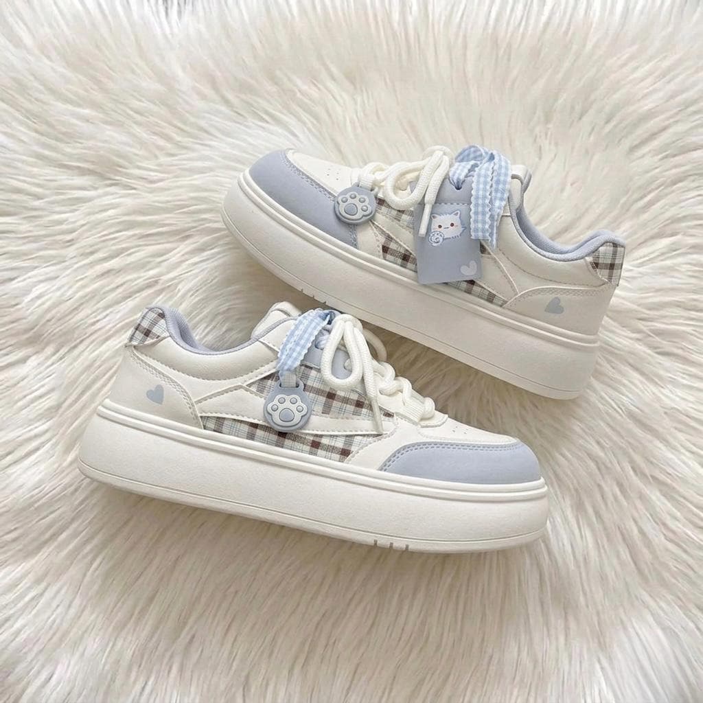 SoftSlipsy Cat Paw Platform Sneakers | Kawaii Pastel Korean Harajuku Style Shoes