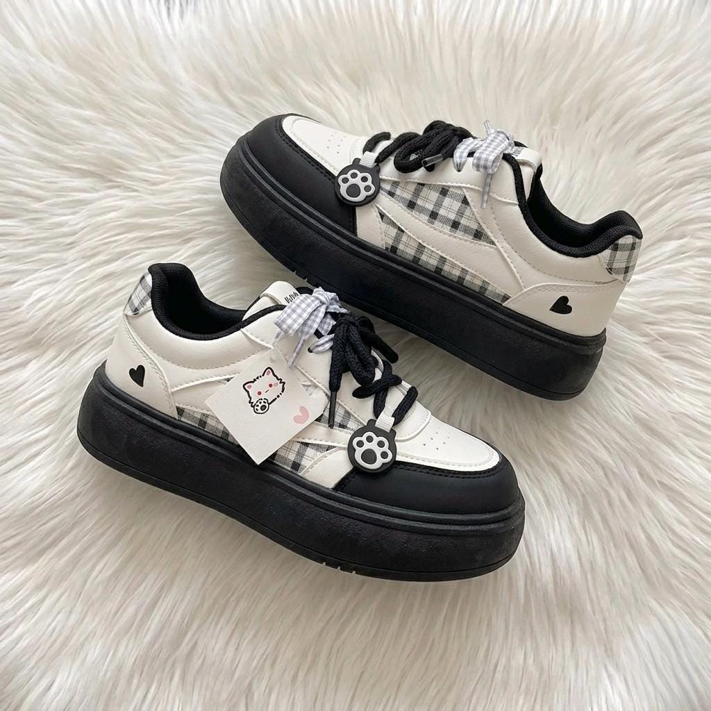 SoftSlipsy Cat Paw Platform Sneakers | Kawaii Pastel Korean Harajuku Style Shoes