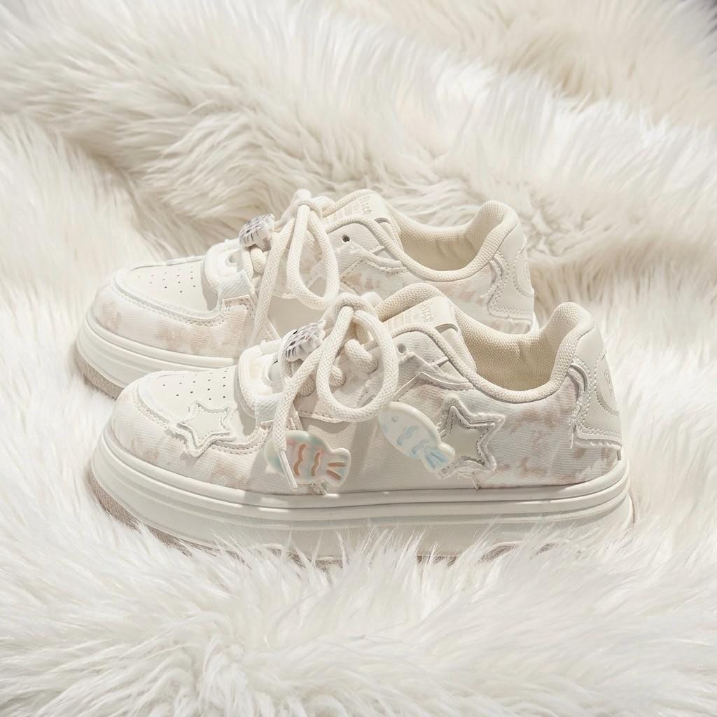 SoftSlipsy Kawaii Cat Platform Sneakers | Pastel Chunky Cartoon Shoes
