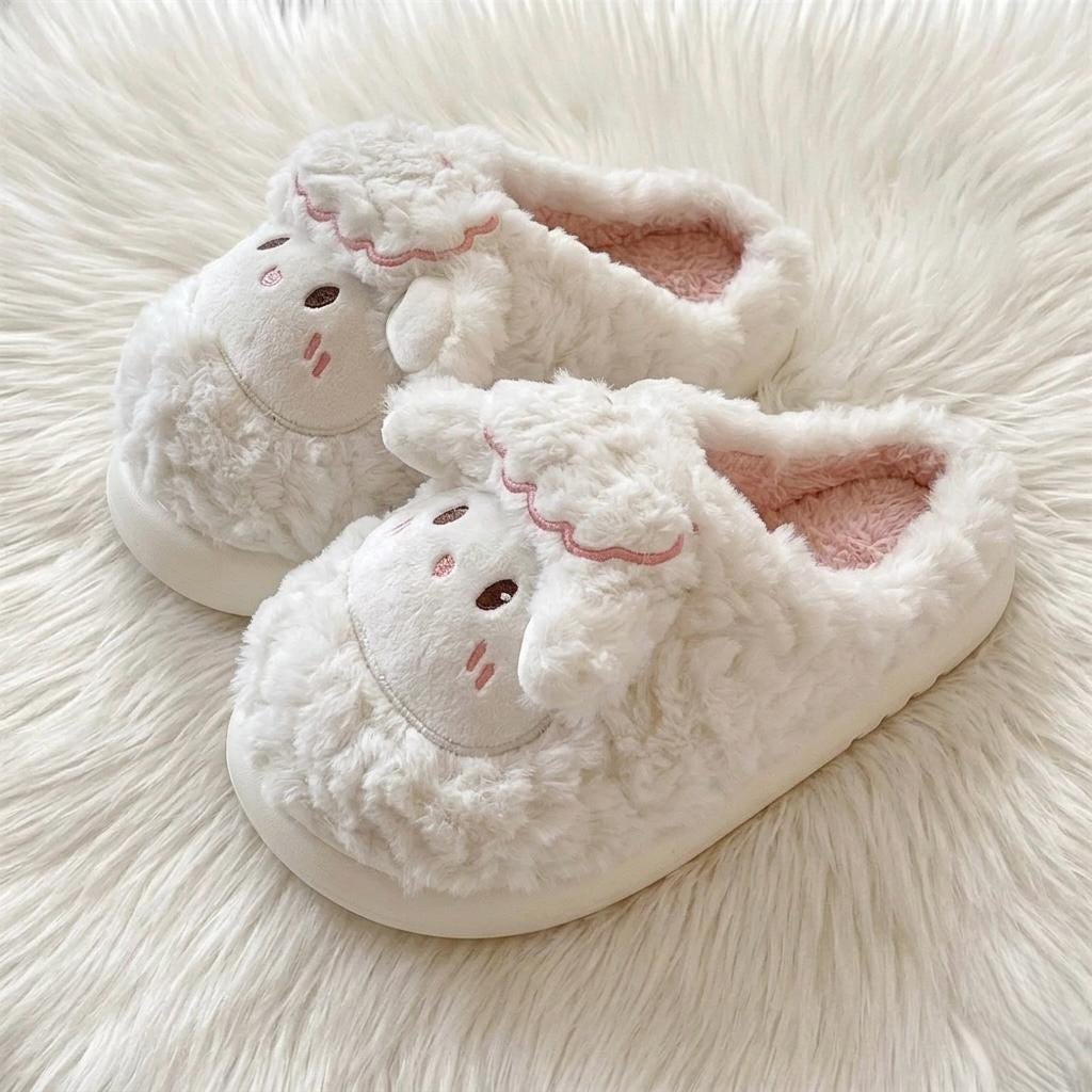 Cozy Plush Lamb Slippers | Warm Sheep Indoor House Shoes Women | SoftSlipsy