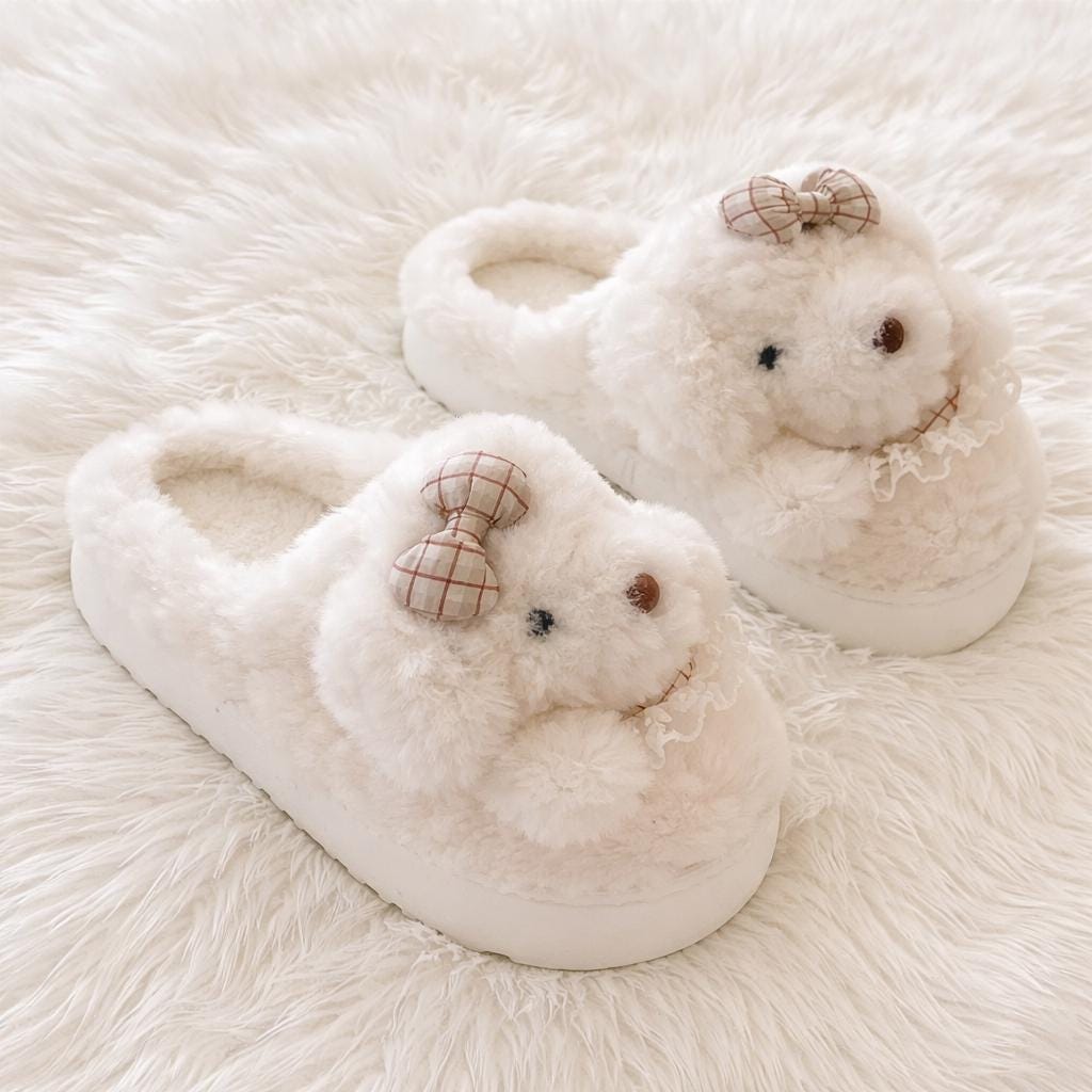 Plush Puppy Dog Slippers | Cozy Winter Indoor Animal House Shoes | SoftSlipsy