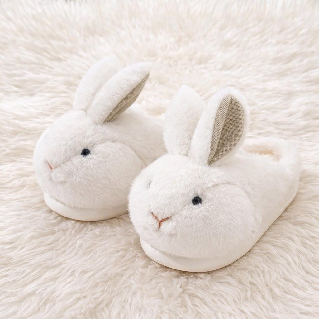Plush Bunny Rabbit Slippers | Cozy Winter Indoor Home Shoes | SoftSlipsy