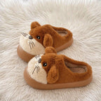 Leopard Plush Animal Slippers | Cozy Cartoon Dog House Shoes, Warm Winter Indoor Footwear | SoftSlipsy