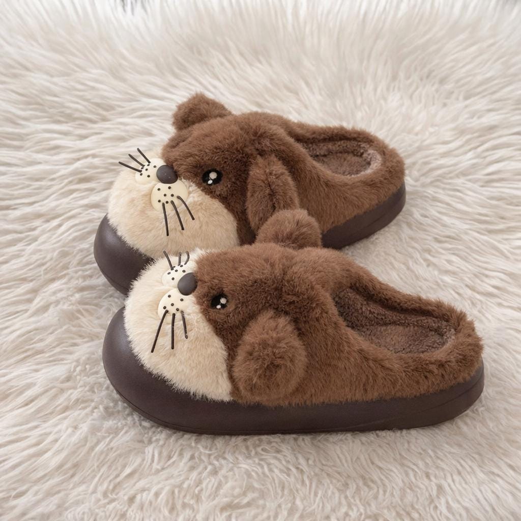 Leopard Plush Animal Slippers | Cozy Cartoon Dog House Shoes, Warm Winter Indoor Footwear | SoftSlipsy