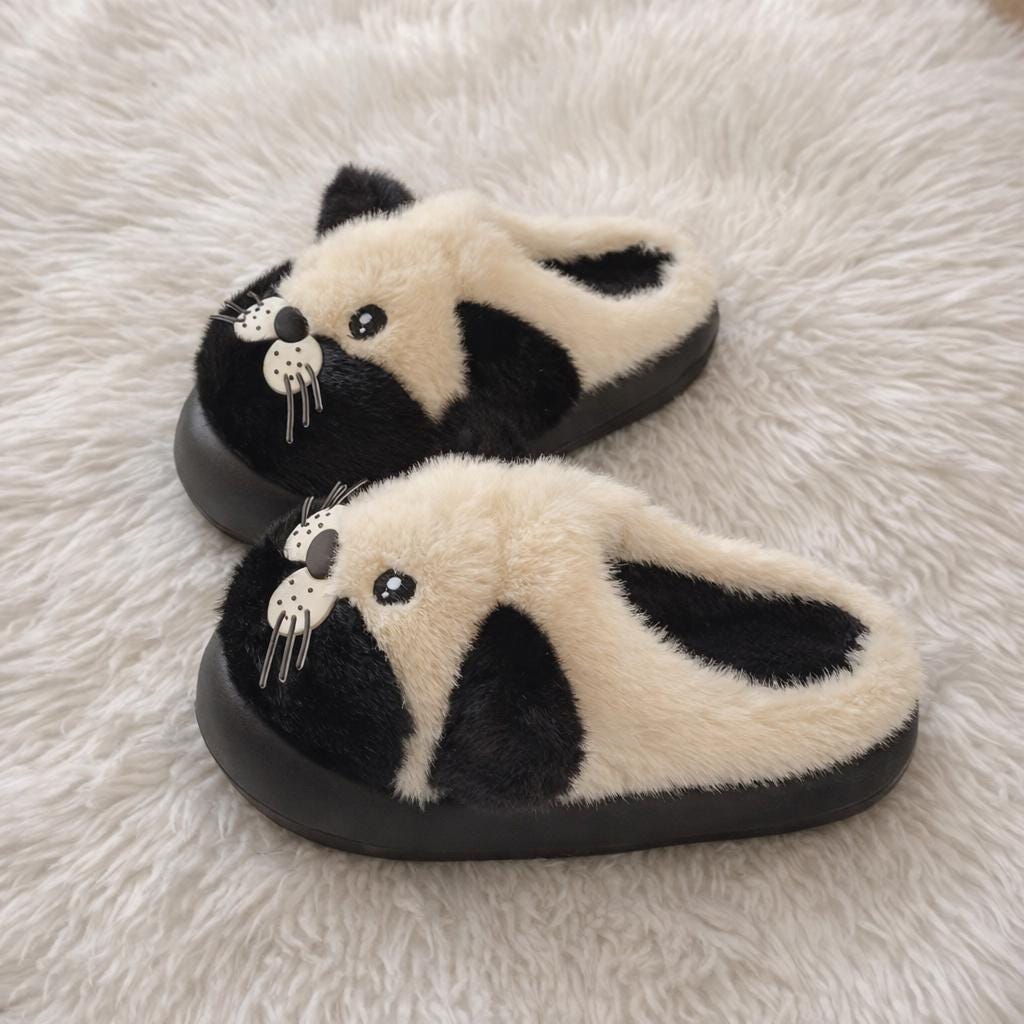 Leopard Plush Animal Slippers | Cozy Cartoon Dog House Shoes, Warm Winter Indoor Footwear | SoftSlipsy