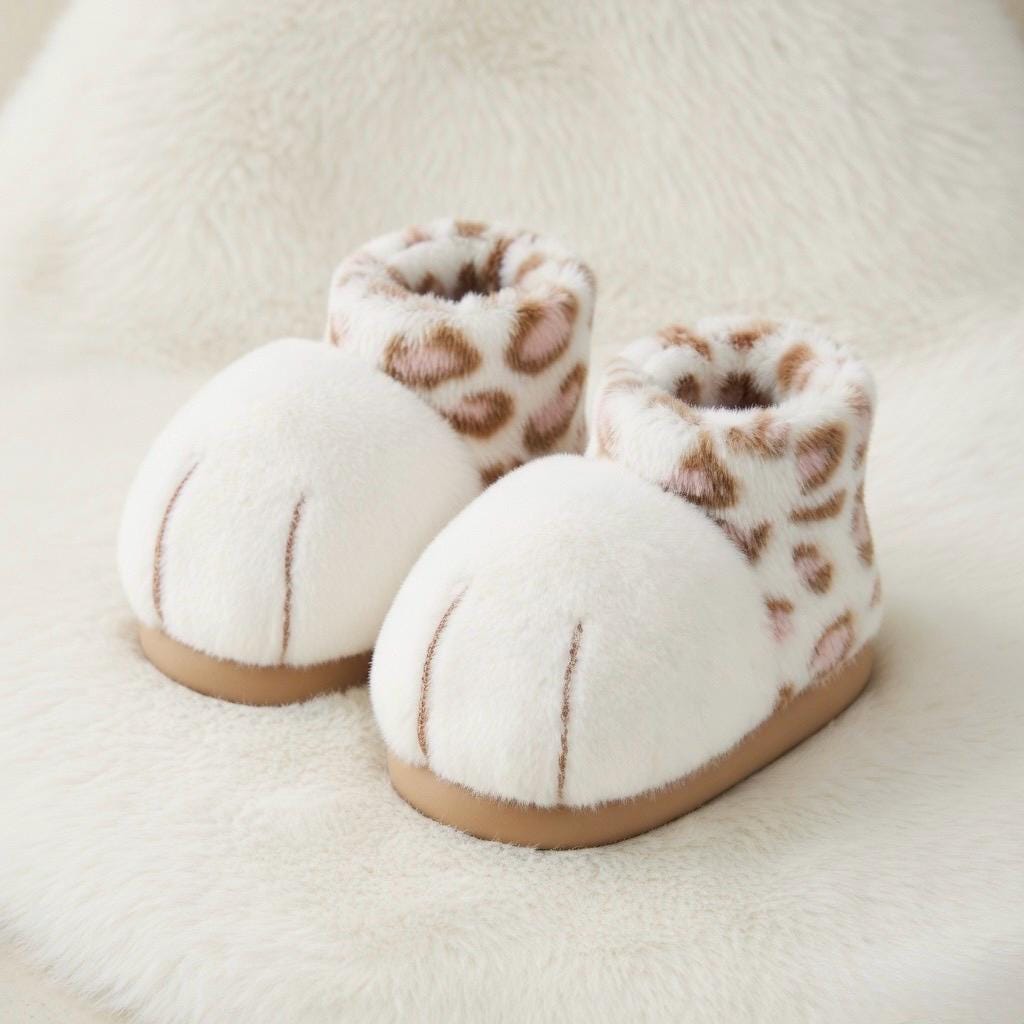 Cat Paw Plush Boots | Kawaii Animal Winter Slippers | Cozy Fluffy Indoor Home Wear | SoftSlipsy