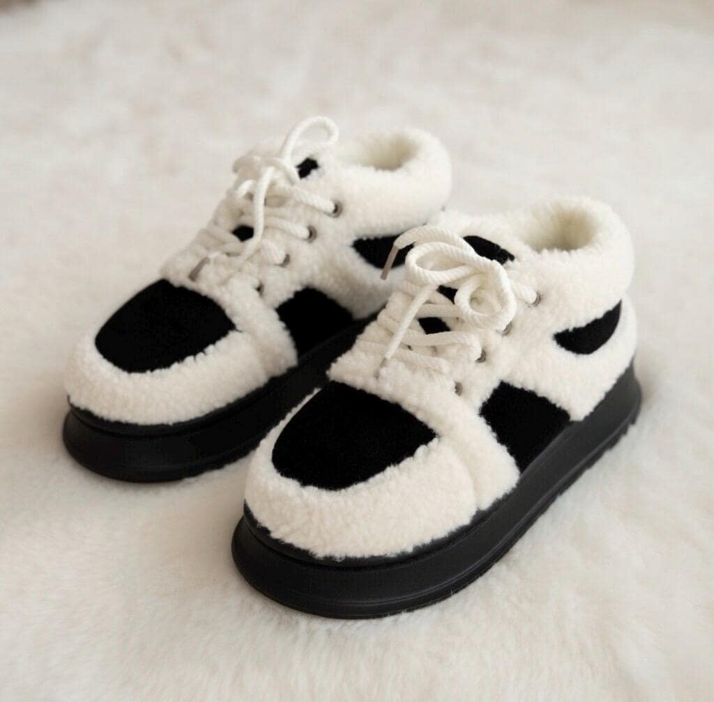 SoftSlipsy Cozy Sherpa Platform Sneakers | Fleece Lined Winter Trainers for Women