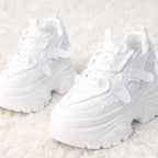 SoftSlipsy Women's White Chunky Platform Sneakers | 14CM Height Boost Trainers