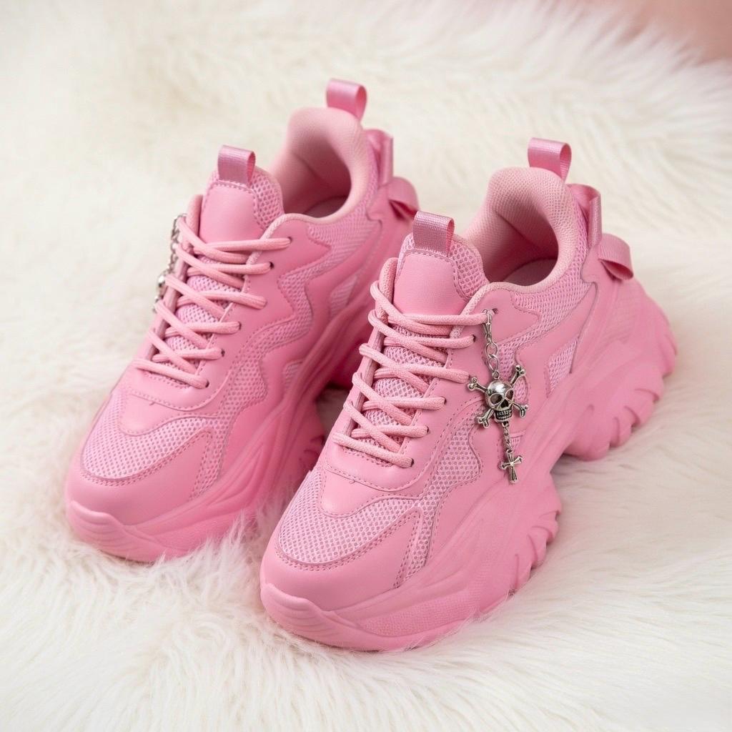 SoftSlipsy Black Platform Sneakers Women | Chunky Edgy Street Style Trainers (+14CM Height)