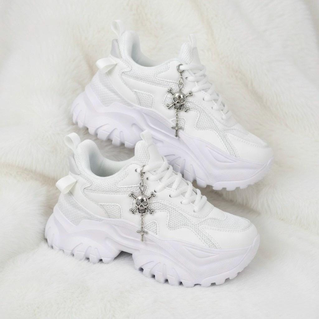 SoftSlipsy Black Platform Sneakers Women | Chunky Edgy Street Style Trainers (+14CM Height)