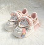 SoftSlipsy Kawaii Platform Sneakers, Pastel Pink Chunky Sole Trainers, Harajuku Style Casual Shoes